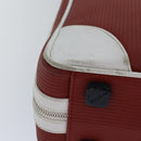 BVLGARI Handtasche Leder Rot Weiß Silber Auth 85837-9