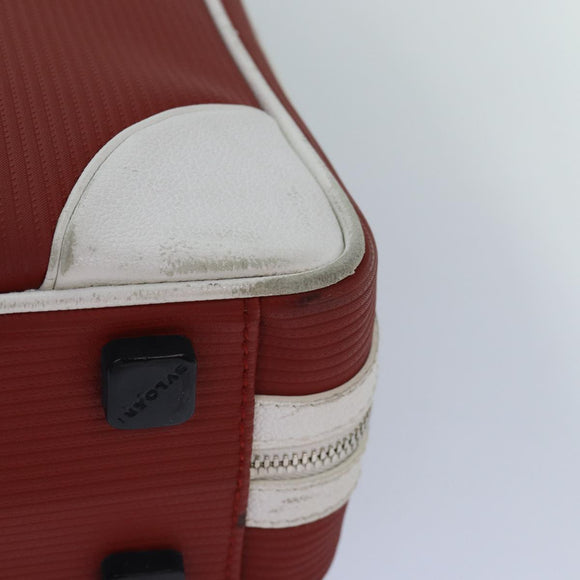 BVLGARI Handtasche Leder Rot Weiß Silber Auth 85837