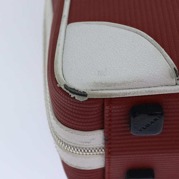 BVLGARI Handtasche Leder Rot Weiß Silber Auth 85837