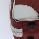 BVLGARI Hand Bag Leather Red White Silver Auth 85837-15