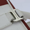 BVLGARI Hand Bag Leather Red White Silver Auth 85837-10