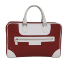 BVLGARI Handtasche Leder Rot Weiß Silber Auth 85837-13