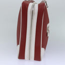 BVLGARI Hand Bag Leather Red White Silver Auth 85837-3