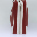 BVLGARI Hand Bag Leather Red White Silver Auth 85837-4