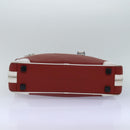 BVLGARI Hand Bag Leather Red White Silver Auth 85837-5