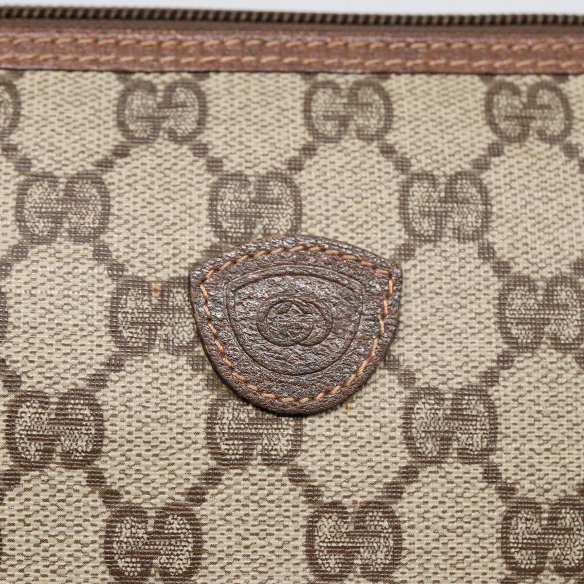 GUCCI GG Supreme Clutch Bag PVC Beige Gold 007 115 Auth 85841