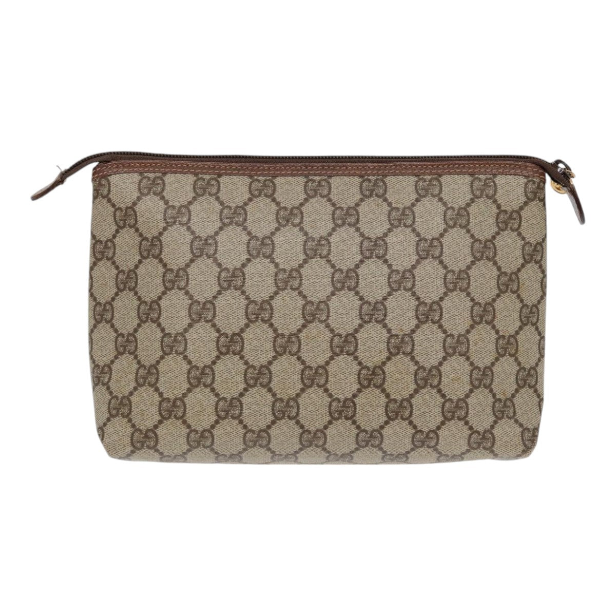 GUCCI GG Supreme Clutch Bag PVC Beige Gold 007 115 Auth 85841 - 0