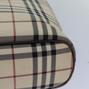 BURBERRY Nova Check Handtasche Nylon Beige Silber Auth 85862-15