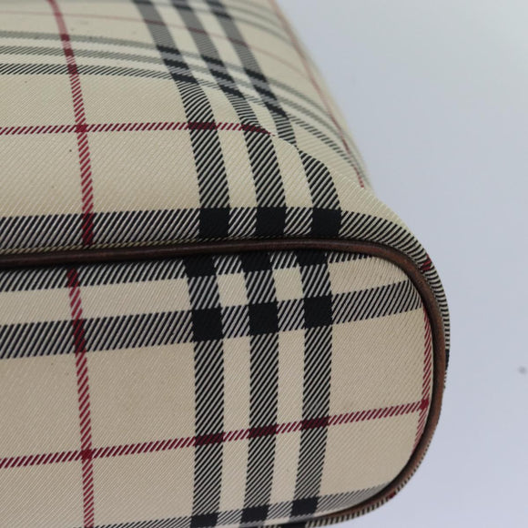 BURBERRY Nova Check Handtasche Nylon Beige Silber Auth 85862