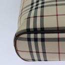 BURBERRY Nova Check Handtasche Nylon Beige Silber Auth 85862-16