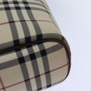 BURBERRY Nova Check Handtasche Nylon Beige Silber Auth 85862-9
