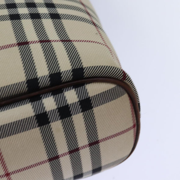 BURBERRY Nova Check Handtasche Nylon Beige Silber Auth 85862