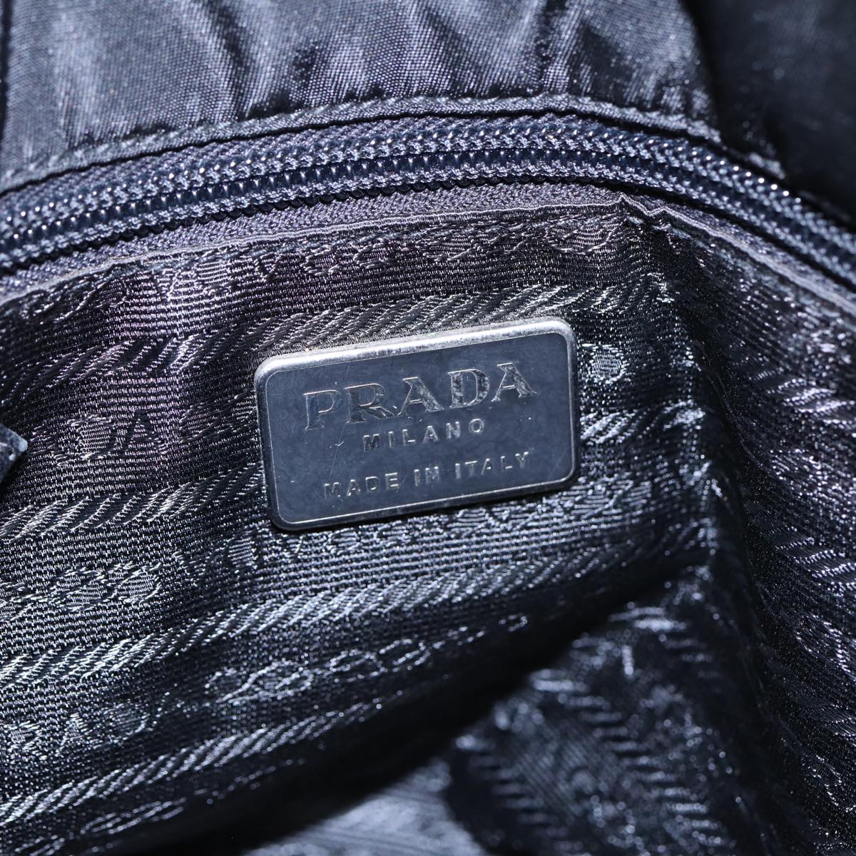 PRADA Chain Shoulder Bag Leather Black Silver Auth 85863