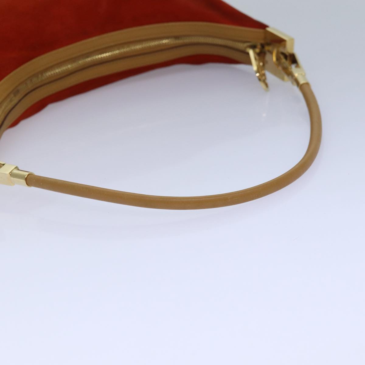 GUCCI Shoulder Bag Suede Red Gold 001 3812 2123 Auth 85865