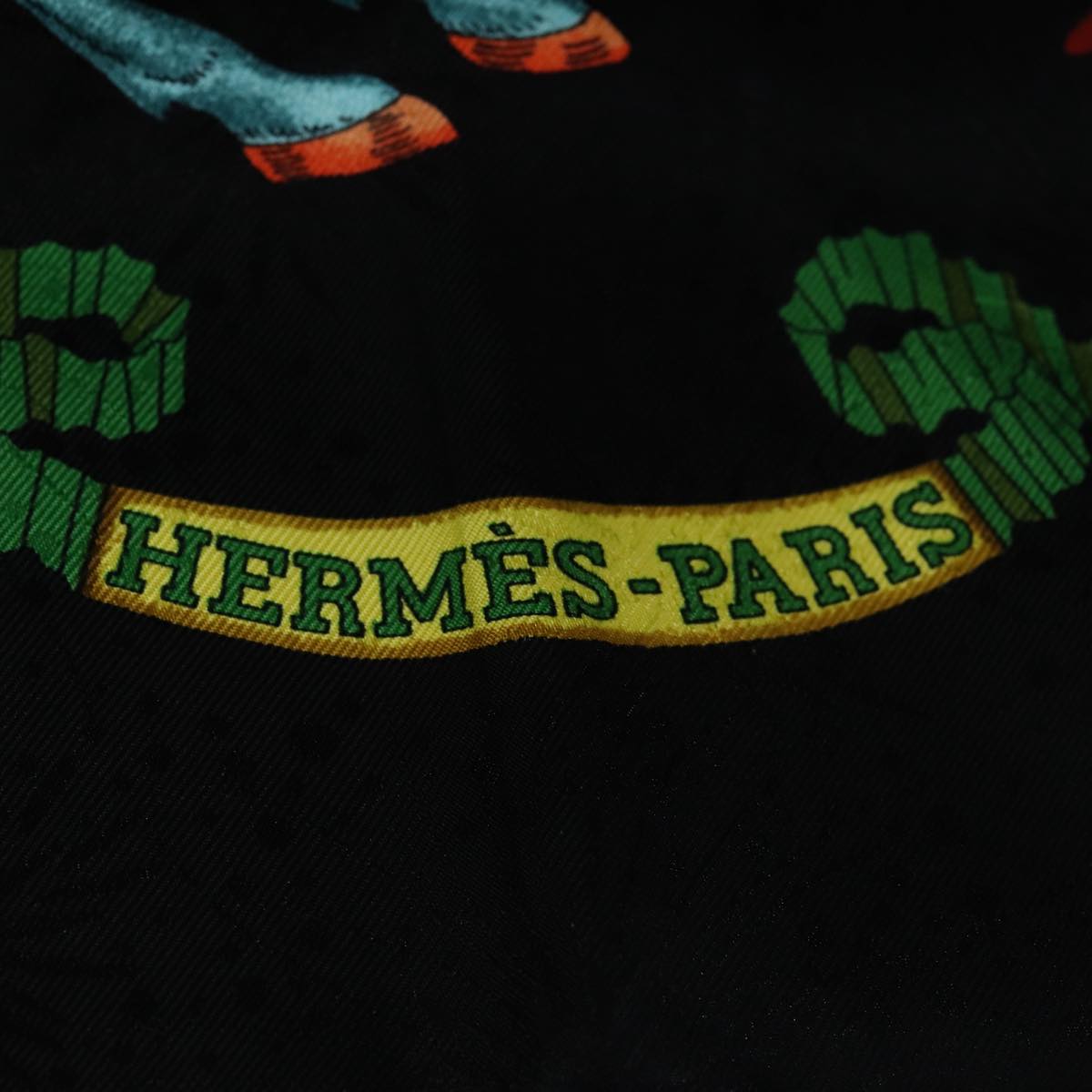 HERMES Carre 90 Scarf Silk Black Auth 85882