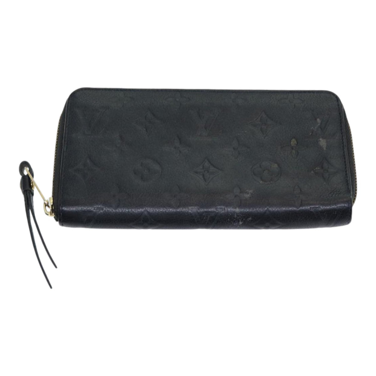 LOUIS VUITTON Monogram Empreinte Zippy Wallet Black M61864 LV Auth 85887