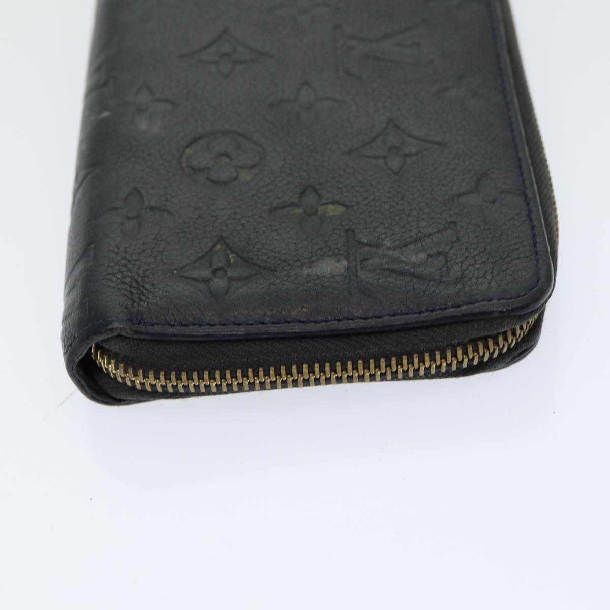 LOUIS VUITTON Monogram Empreinte Zippy Wallet Black M61864 LV Auth 85887