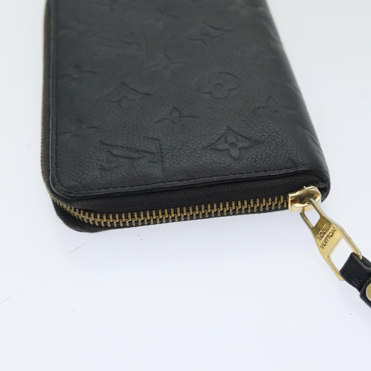 LOUIS VUITTON Monogram Empreinte Zippy Wallet Black M61864 LV Auth 85887