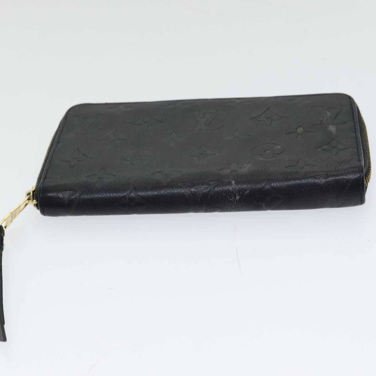 LOUIS VUITTON Monogram Empreinte Zippy Wallet Black M61864 LV Auth 85887