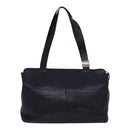 Burberrys Shoulder Bag Leather Silver Black Auth 85895-13