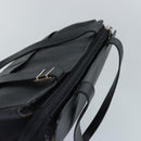 Burberrys Shoulder Bag Leather Silver Black Auth 85895-6