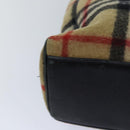 BURBERRY Nova Check Blue Label Shoulder Bag Wool Beige Silver Auth 85897-16