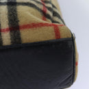 BURBERRY Nova Check Blue Label Shoulder Bag Wool Beige Silver Auth 85897-9