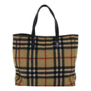 BURBERRY Nova Check Blue Label Shoulder Bag Wool Beige Silver Auth 85897-2
