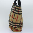 BURBERRY Nova Check Blue Label Shoulder Bag Wool Beige Silver Auth 85897-4