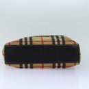 BURBERRY Nova Check Blue Label Shoulder Bag Wool Beige Silver Auth 85897-5