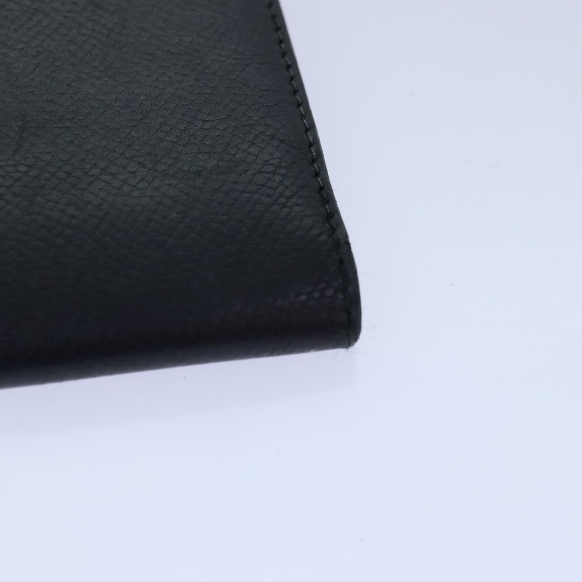 HERMES Long Wallet Leather Black Auth 85899