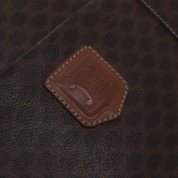 CELINE Macadam Canvas Shoulder Bag PVC Leather Brown Gold Auth 85902