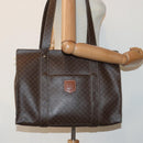 CELINE Macadam Canvas Shoulder Bag PVC Leather Brown Gold Auth 85902-22