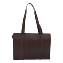 CELINE Macadam Canvas Shoulder Bag PVC Leather Brown Gold Auth 85902-2