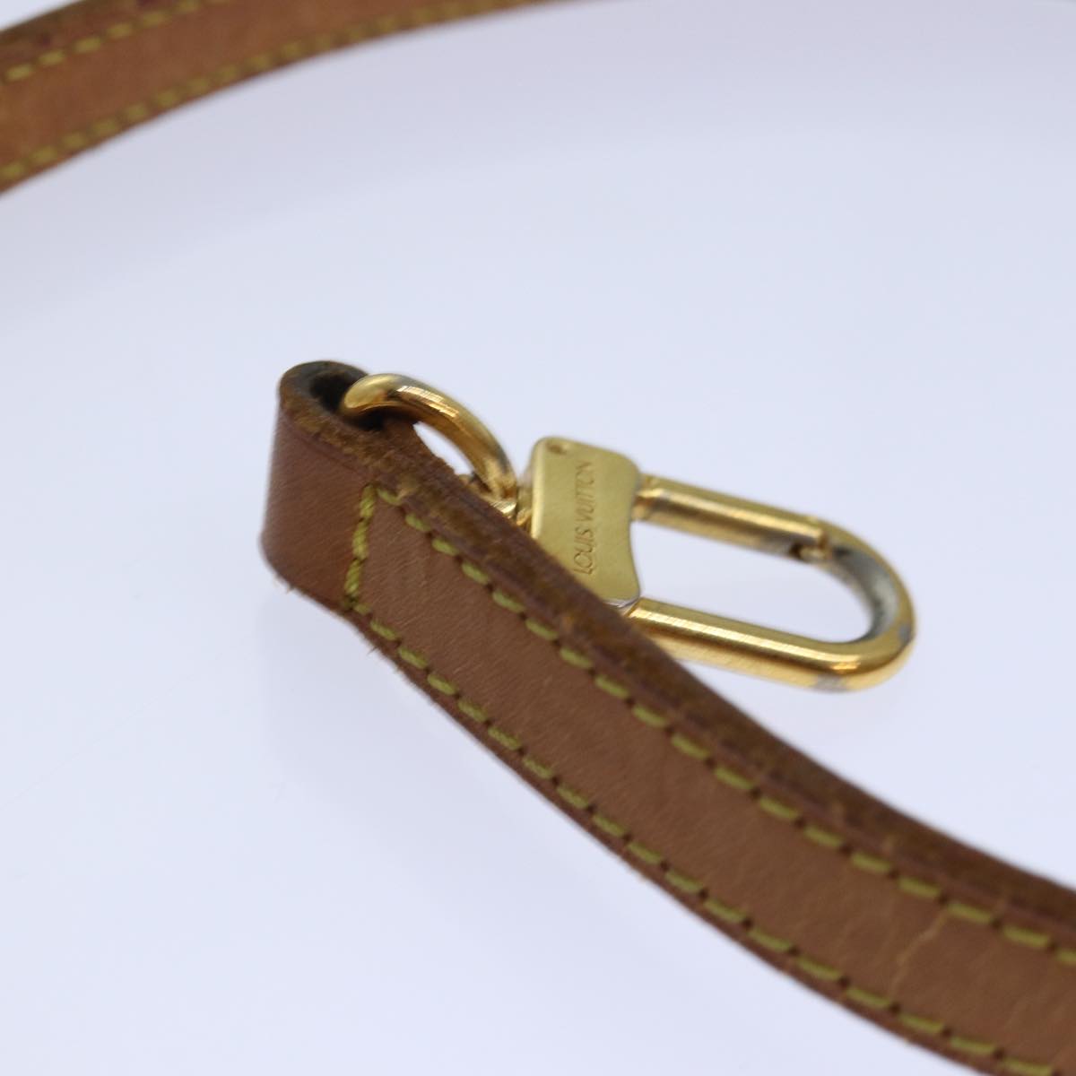 LOUIS VUITTON Shoulder Strap Leather 37"" Beige LV Auth 85946