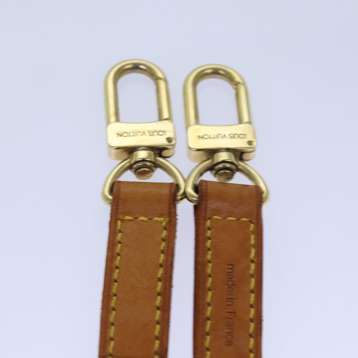 LOUIS VUITTON Shoulder Strap Leather 35.8"" Beige LV Auth 85950