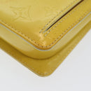 LOUIS VUITTON Monogram Vernis Motto Pouch Lime Yellow M91059 LV Auth 85955-9