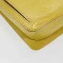 LOUIS VUITTON Monogram Vernis Motto Pouch Lime Yellow M91059 LV Auth 85955-14