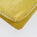 LOUIS VUITTON Monogram Vernis Motto Pouch Lime Yellow M91059 LV Auth 85955-16
