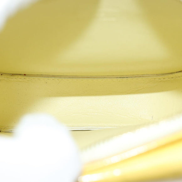 LOUIS VUITTON Monogram Vernis Motto Pouch Lime Yellow M91059 LV Auth 85955