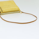 LOUIS VUITTON Monogram Vernis Motto Pouch Lime Yellow M91059 LV Auth 85955-7