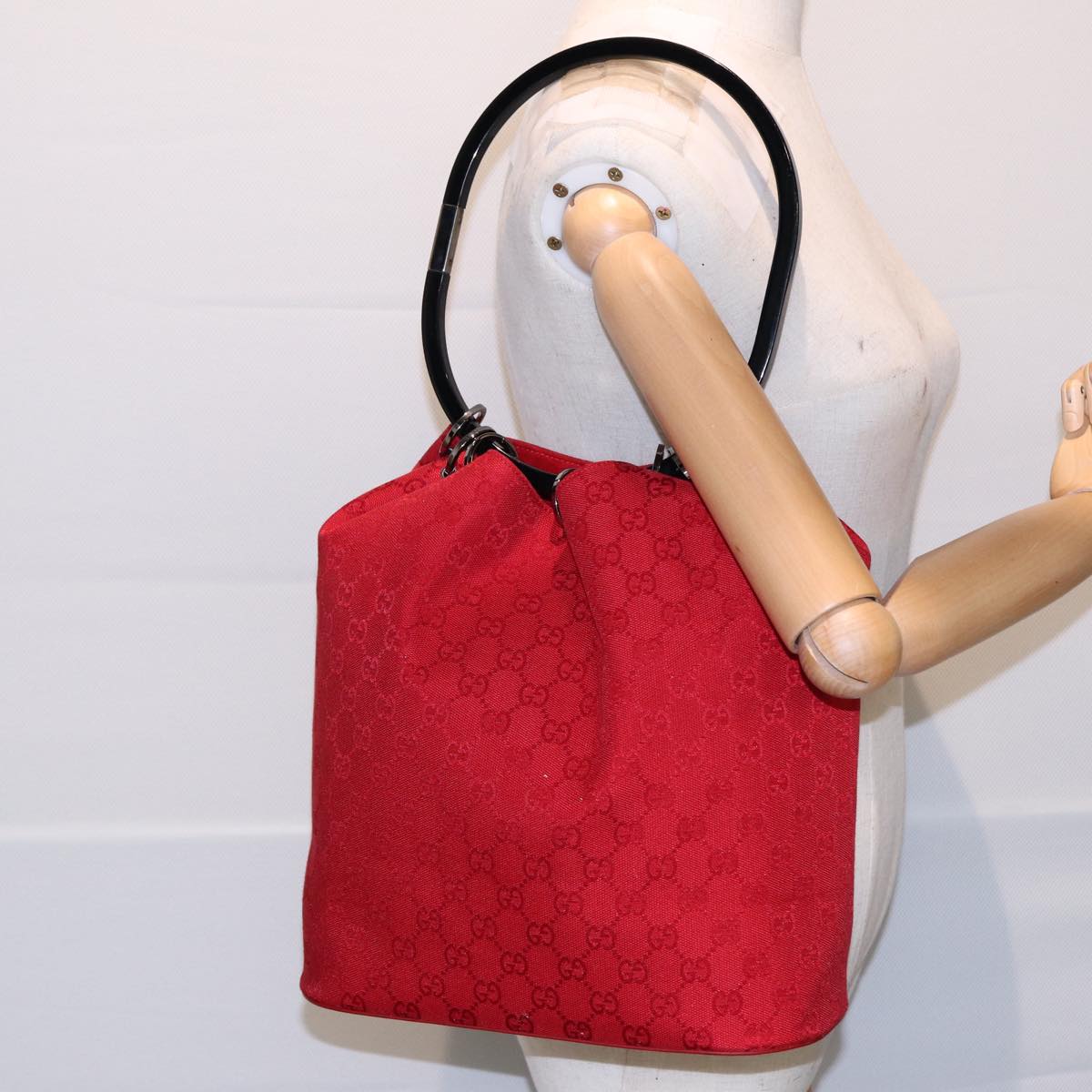 GUCCI GG Canvas Shoulder Bag Red 001 3738 Auth 85971