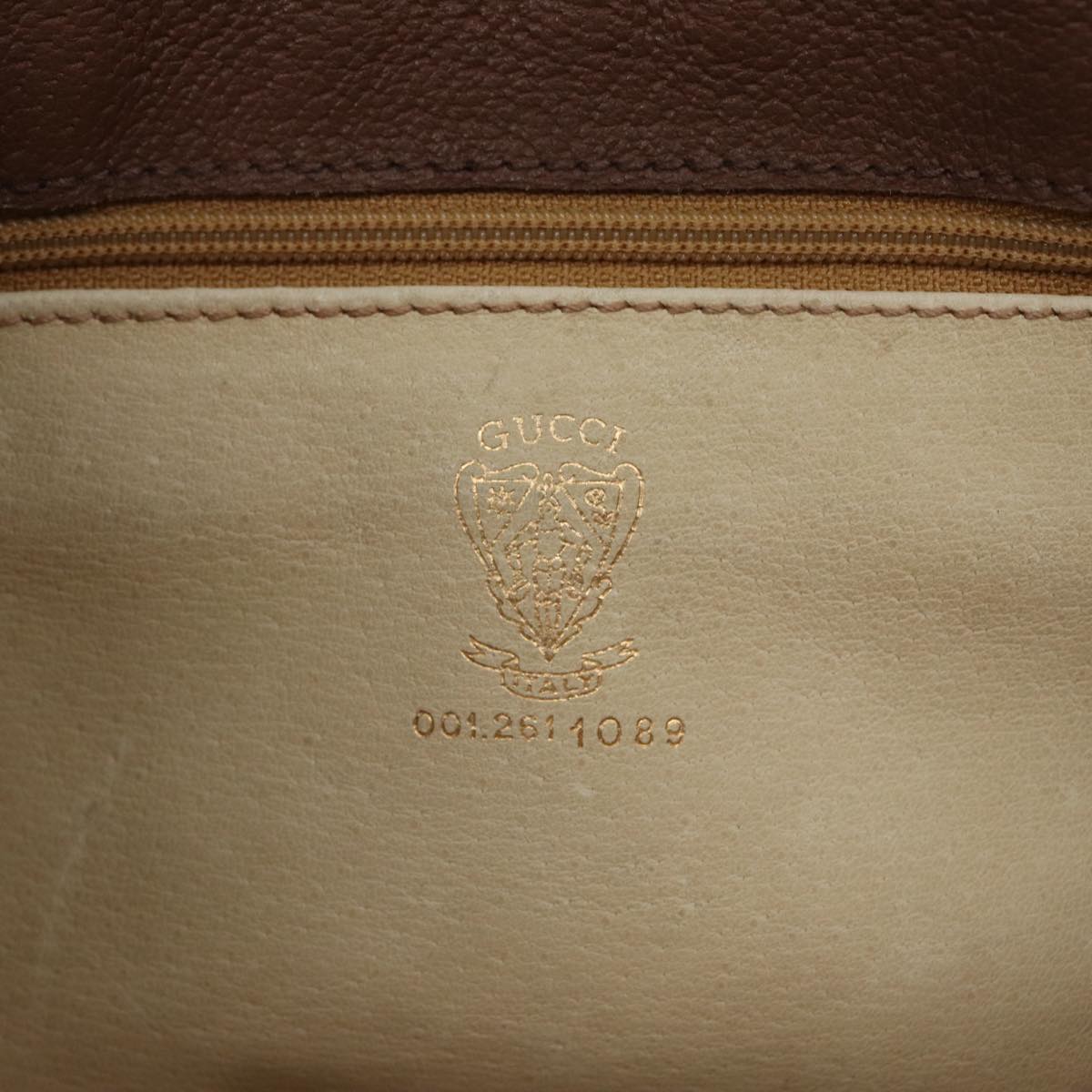 GUCCI Shoulder Bag Leather Brown Gold 001 261 1089 Auth 85976