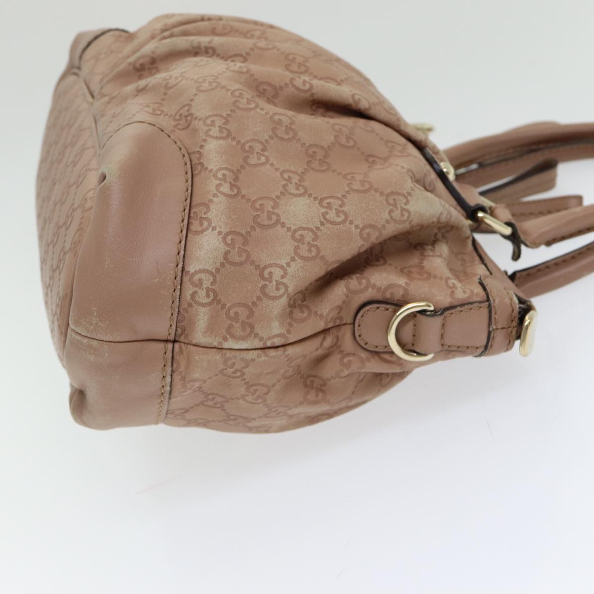 GUCCI GG Canvas Guccissima Hand Bag Leather 2way Pink Gold 247902 Auth 85982