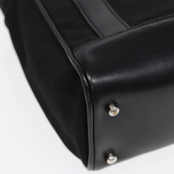 GUCCI Handtasche Nylon Leder Schwarz Silber 000 2854 0500 5 Auth 85984