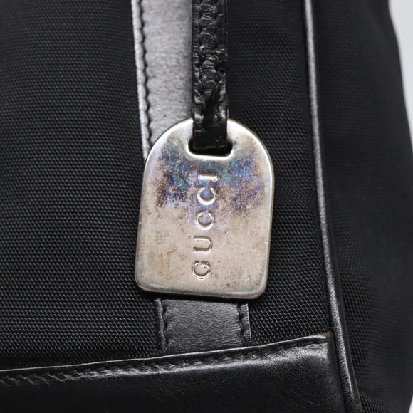 GUCCI Handtasche Nylon Leder Schwarz Silber 000 2854 0500 5 Auth 85984