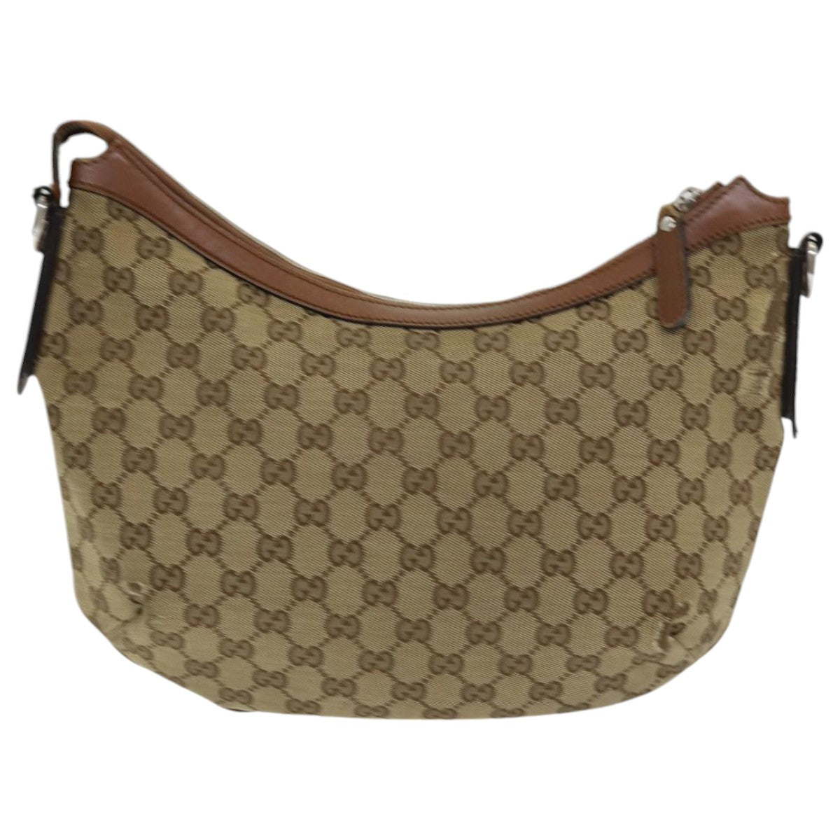 GUCCI GG Canvas Web Sherry Line Shoulder Bag Beige Silver Red 353399 Auth 85990