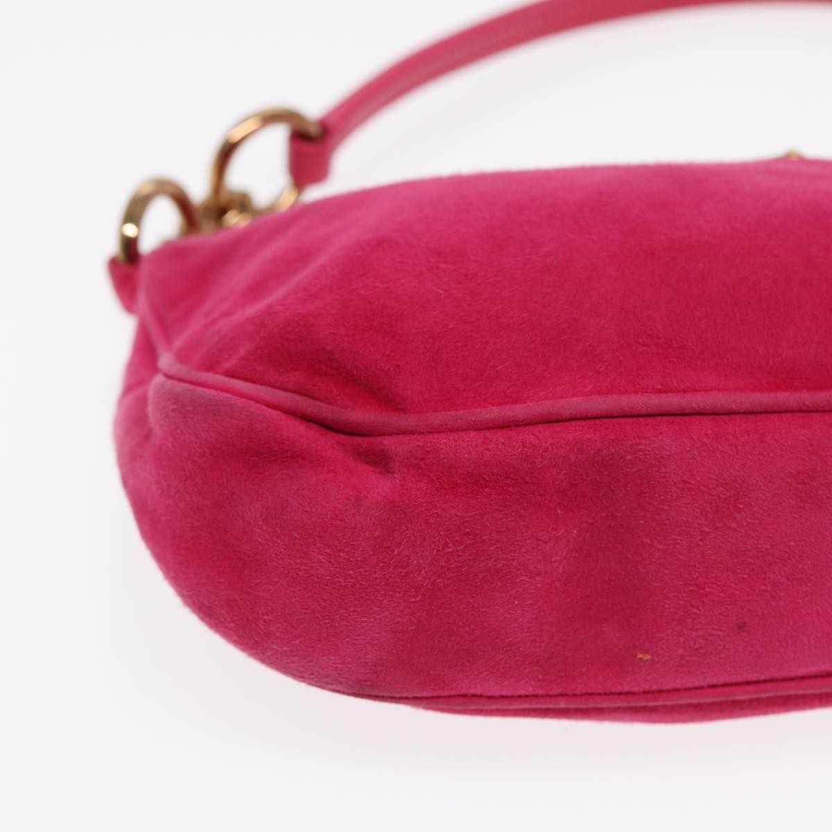 PRADA Pouch Suede Pink Gold Auth 86014