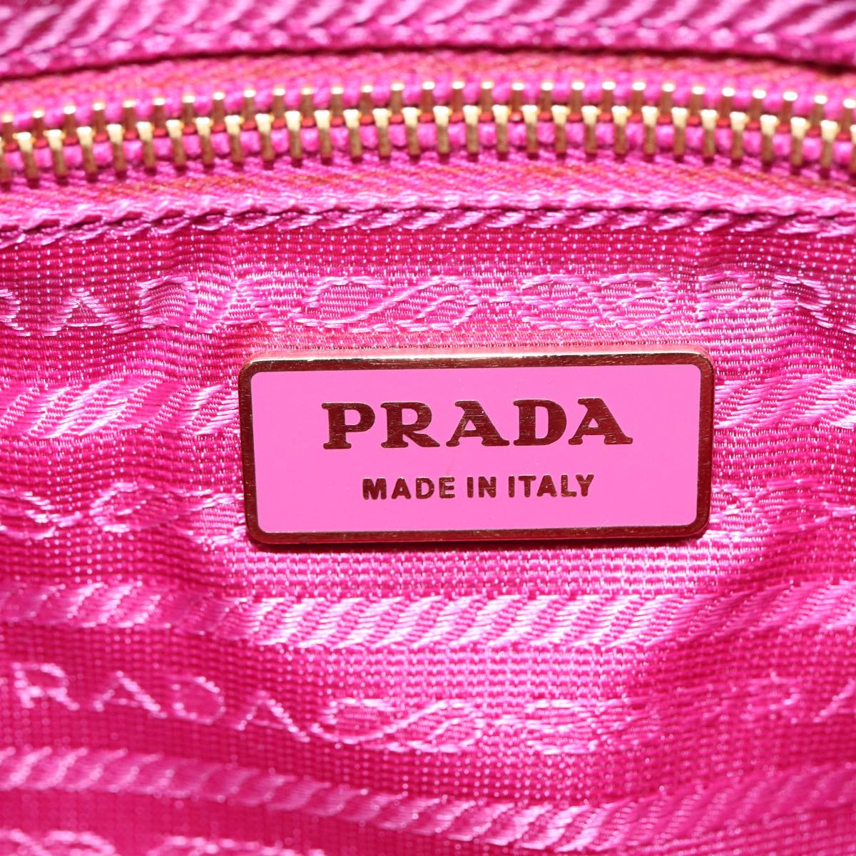 PRADA Pouch Suede Pink Gold Auth 86014