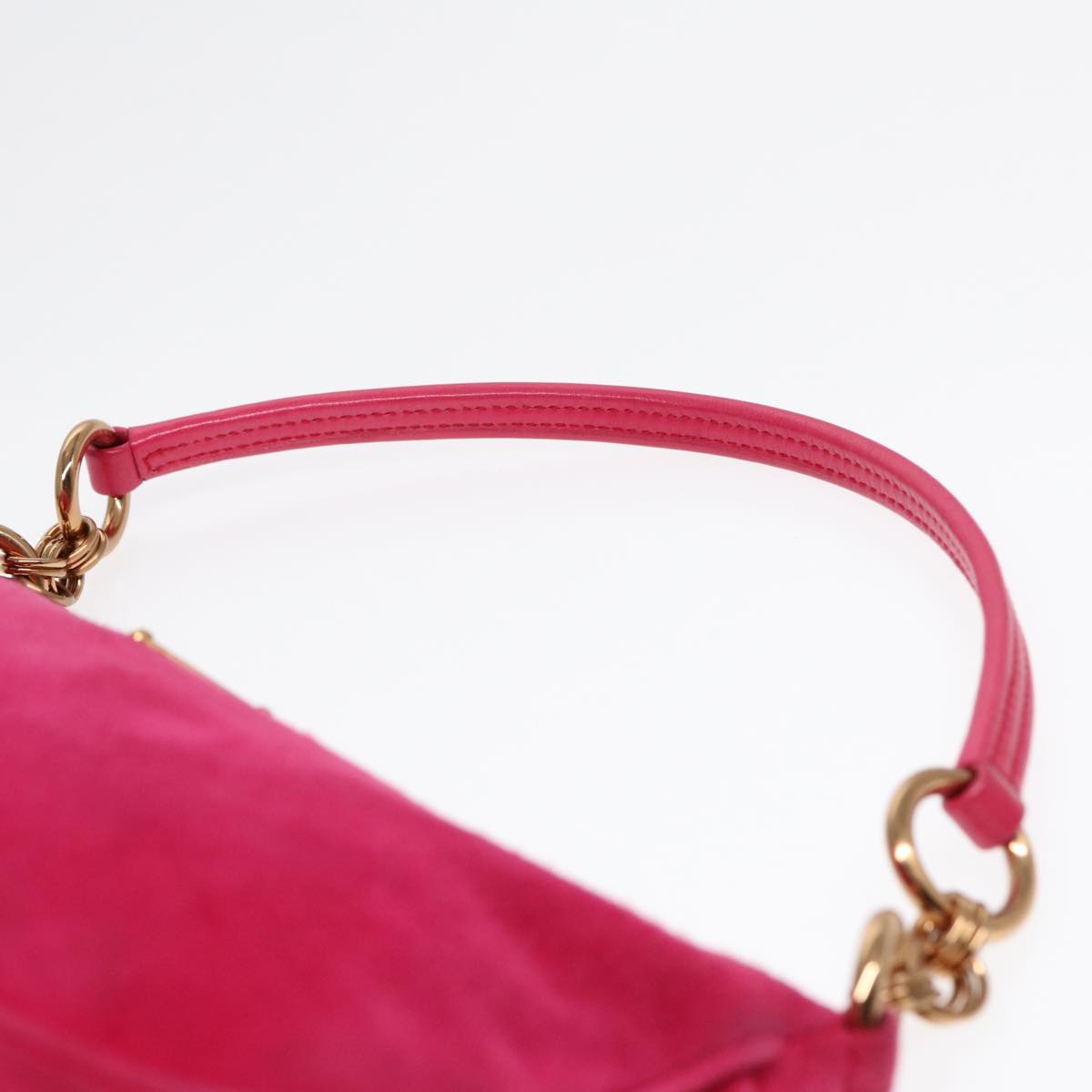 PRADA Pouch Suede Pink Gold Auth 86014